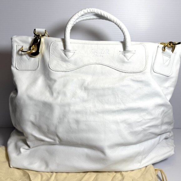 Jas M.B. London White Leather Shoulder and Tote Purse Large - Picture 9 of 16